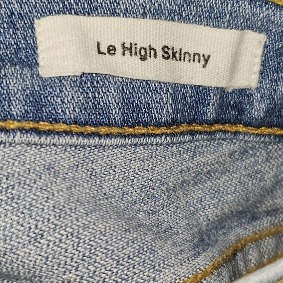 FRAME Denim Le High Skinny Stagger Cut Raw Hem Zippered Jeans In 26 - Picture 8 of 9